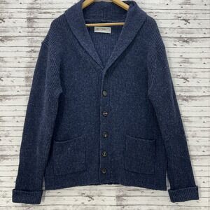Line of Trade Sweater Mens Large Shetland Wool Shawl Collar Cardigan Fisherman